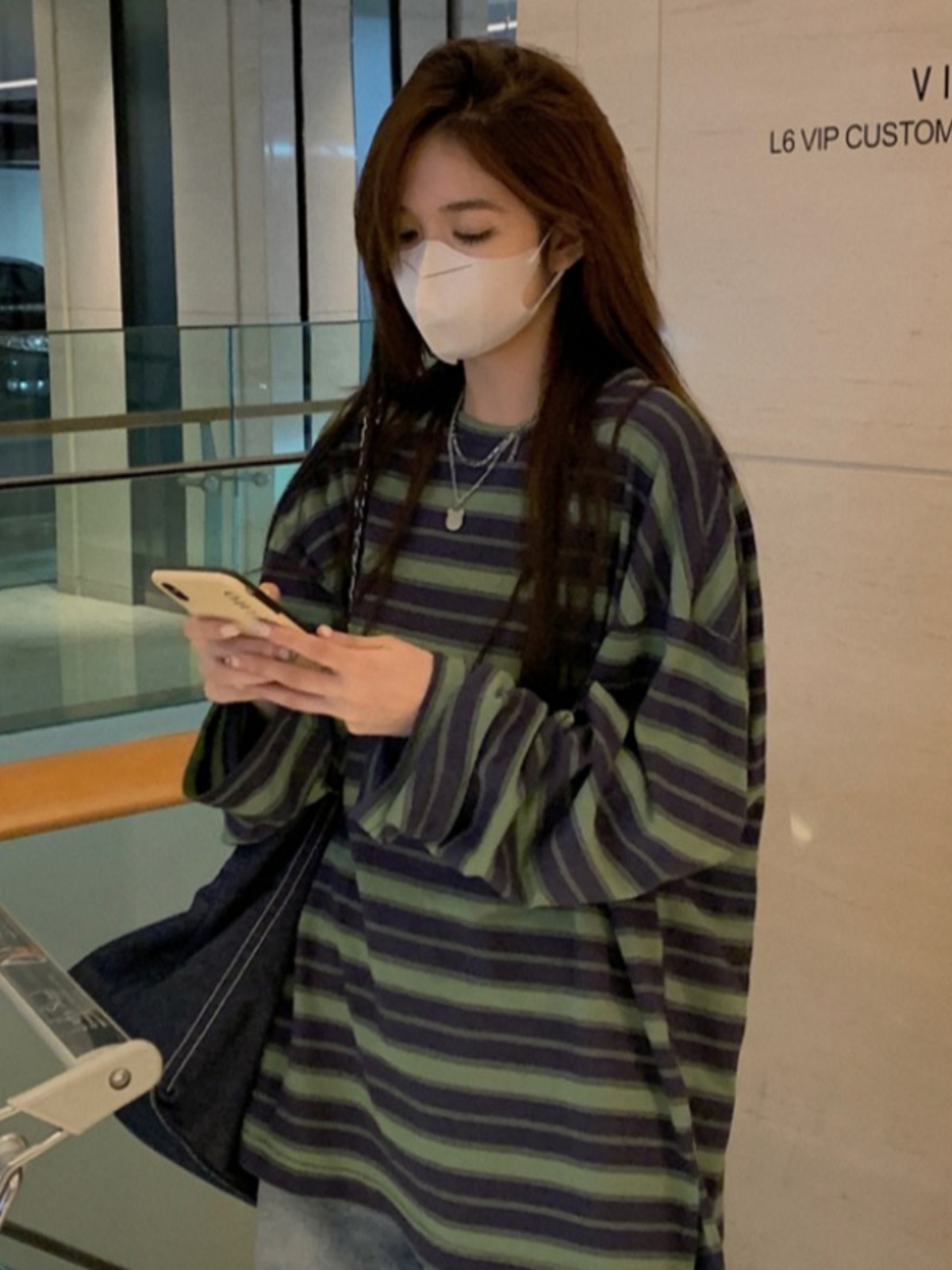 Striped Pullover Long Sleeve T-shirt Woman Retro