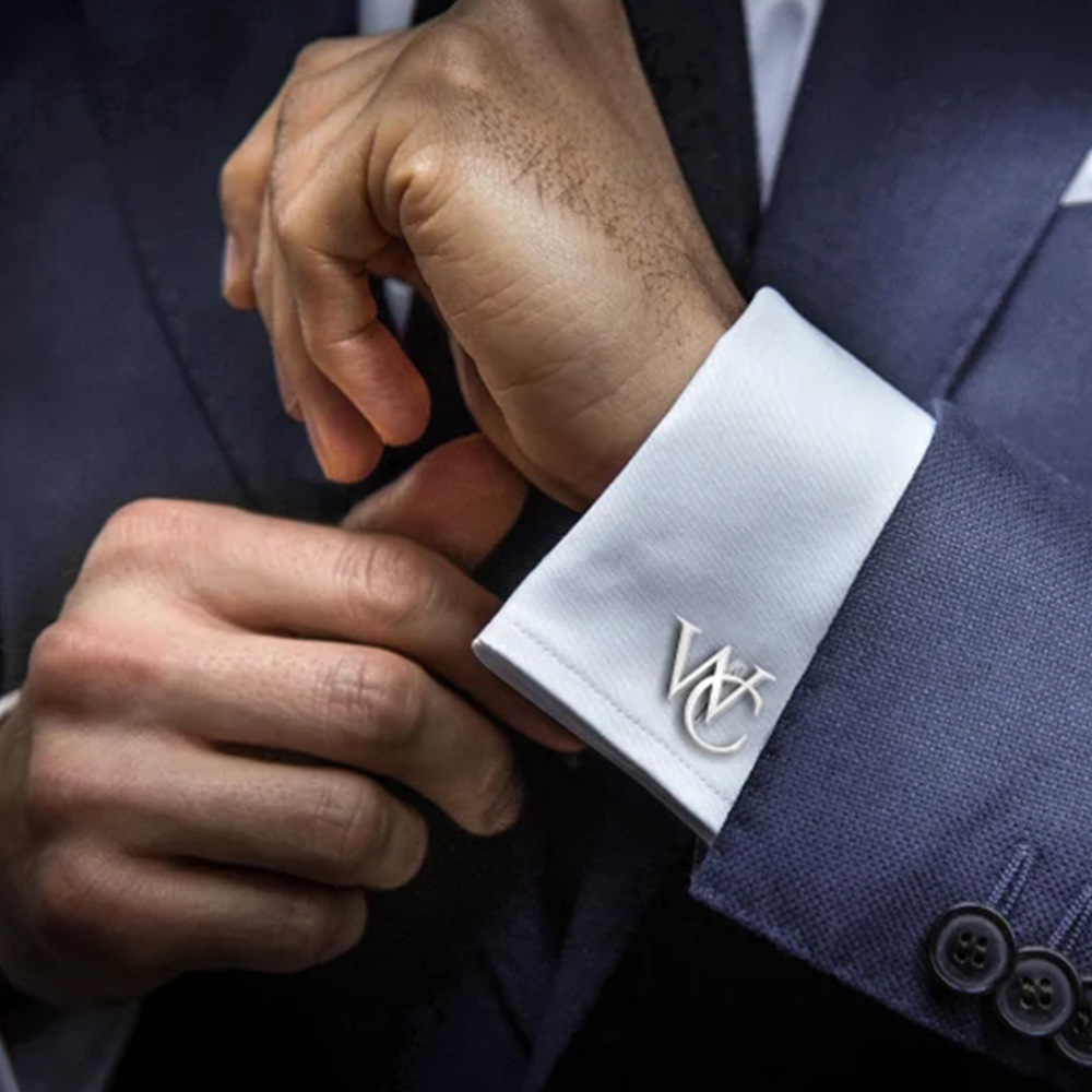Handmade Frosted Personalized Name Abbreviation Metal Cufflinks — foto 6