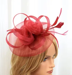 European And American Jockey Club Headdress Billycock Feather Top Hat Mesh Hat Bridal Headdress Flower Ball Party Hair Accessories - Wine Red - View 1