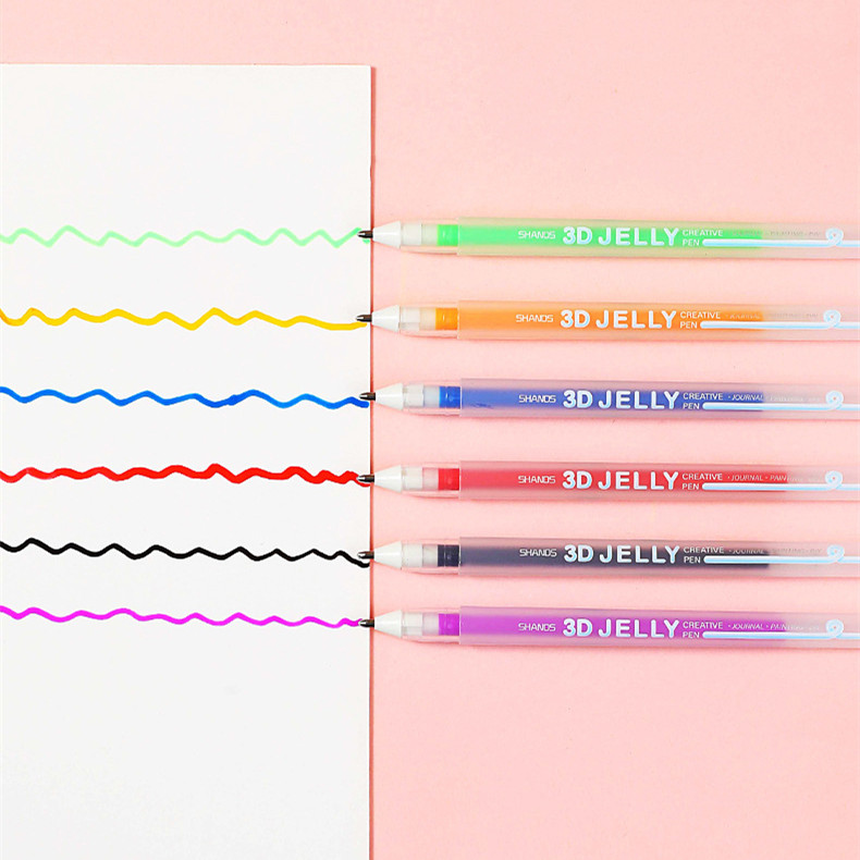 3D Stereo Jelly Pen Fluorescent Pen Stationery Journal Drawing Pen