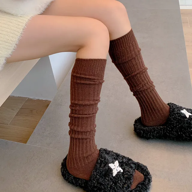 Simple Vertical Wool Stockings Fashion Coffee - Shop at LoveMi