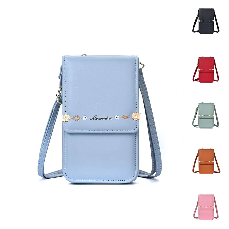Flowers Embroidery Mobile Phone Bags for Women Fashion Crossbody