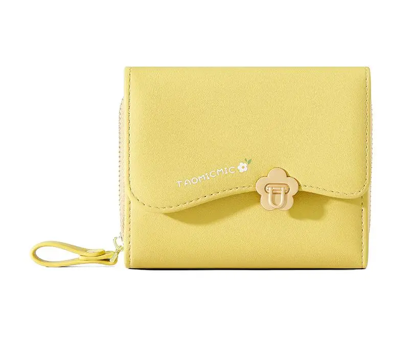 Flower Short European And American Ladies Wallet Fashion Design - Yellow