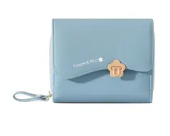 Flower Short European And American Ladies Wallet Fashion Design - Blue - View 1