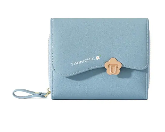 Flower Short European And American Ladies Wallet Fashion Design Blue - Shop at LoveMi
