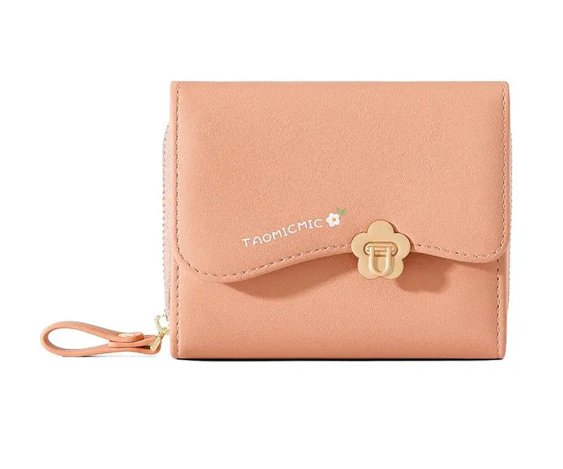 Flower Short European And American Ladies Wallet Fashion Design - Pink