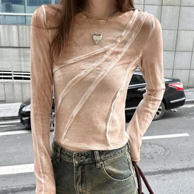 Winter Design Tie dyed Trendy Cool Street Bottoming Thickening Casual Shirt Slim Fit Slimming Coral Orange - Shop at LoveMi