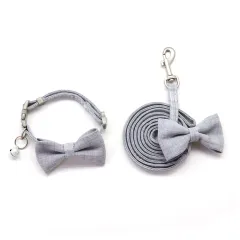 Pet Chest And Back Collar Traction Rope Set - Grey - View 1