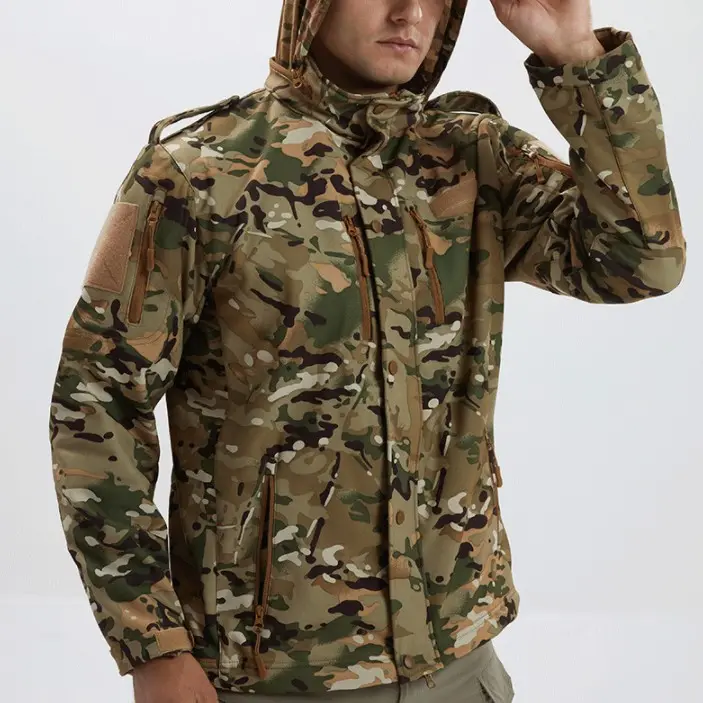 Men's Fleece Jacket Camouflage Waterproof Soft Shell
