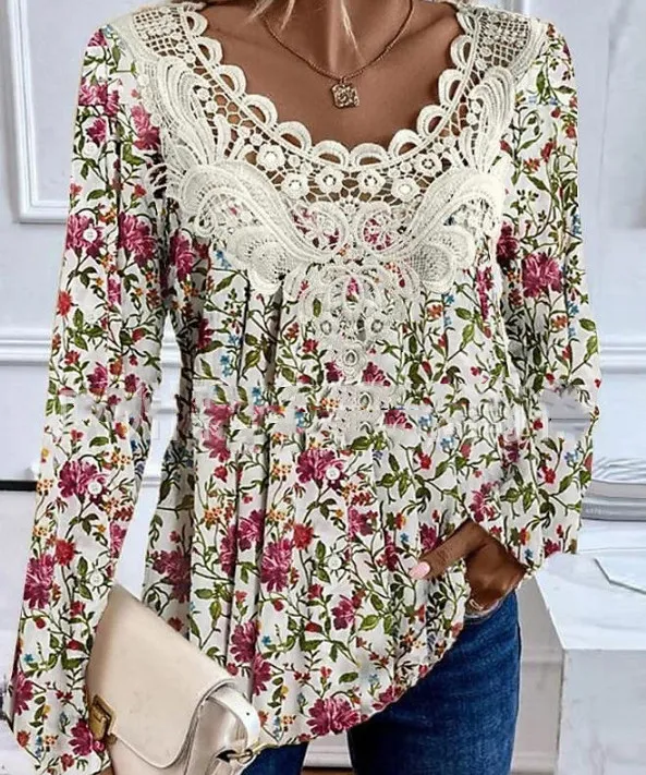 Women's Casual Round Neck Long Sleeve Pullover Print T-shirt - 3 Style
