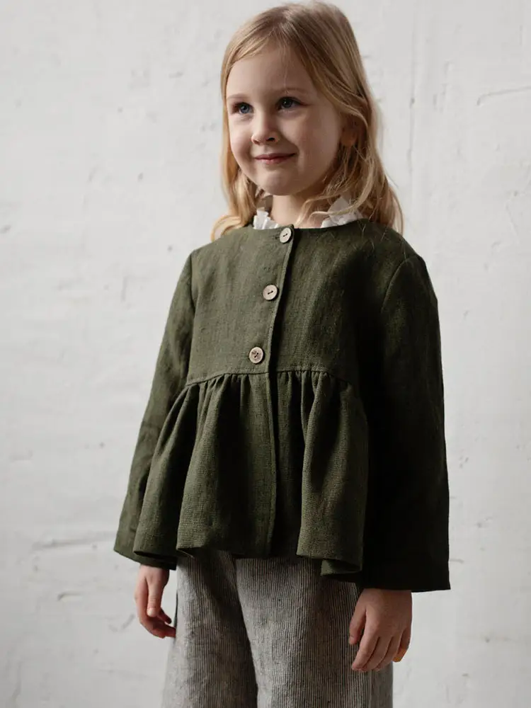 Long Sleeve Blouse Cotton And Linen Niche Ruffled Design Sense