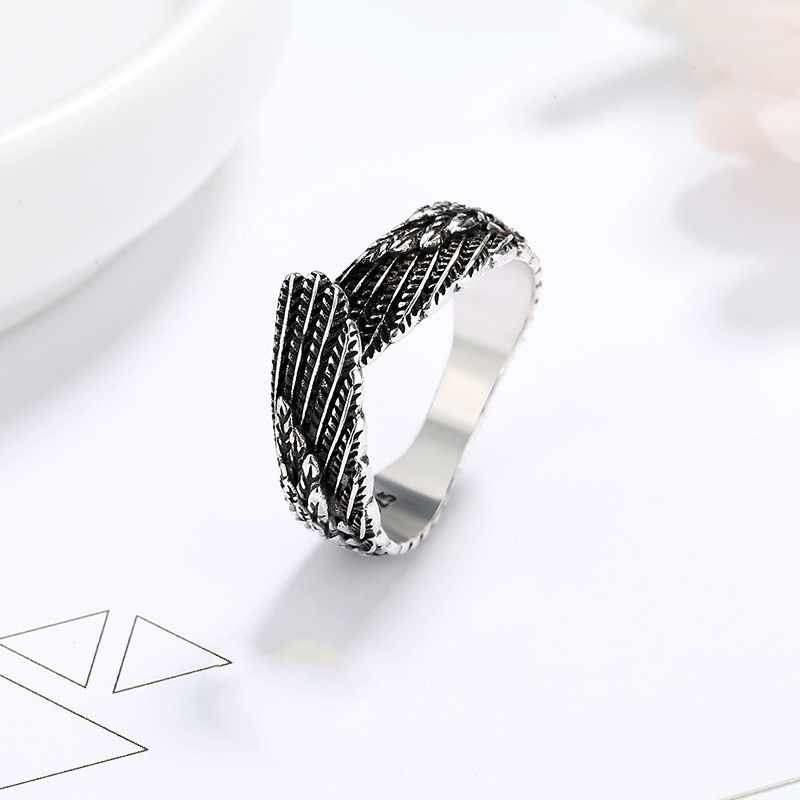 Love Couple Plain Silver Ring Angel Wings
