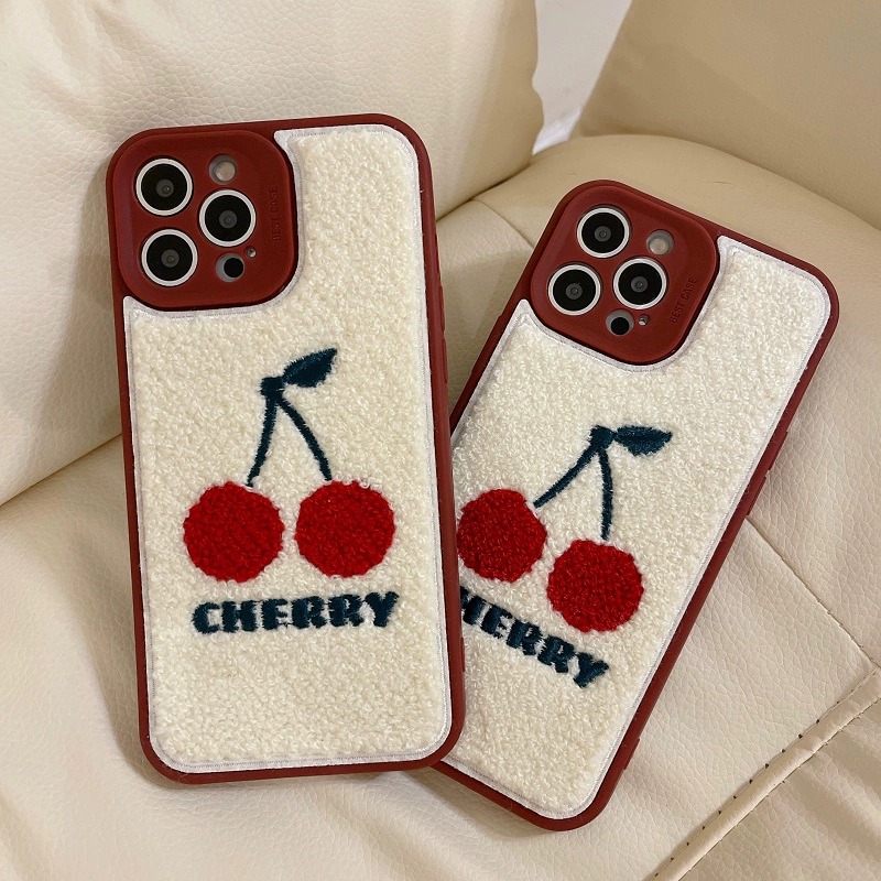 Cute Cherry Plush Lens Full Package Phone Case - Image 5
