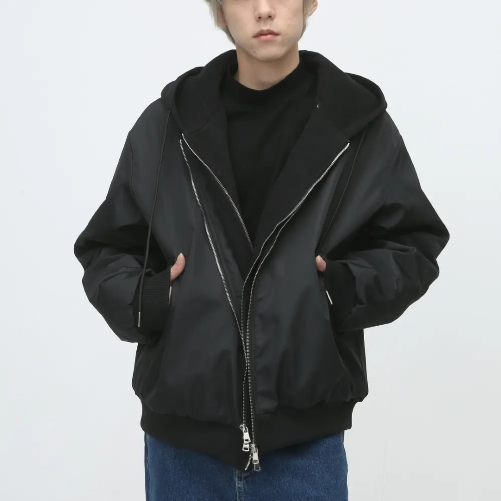 Men's Winter Fake Two-piece Double Zipper Thicken Cotton Clothes