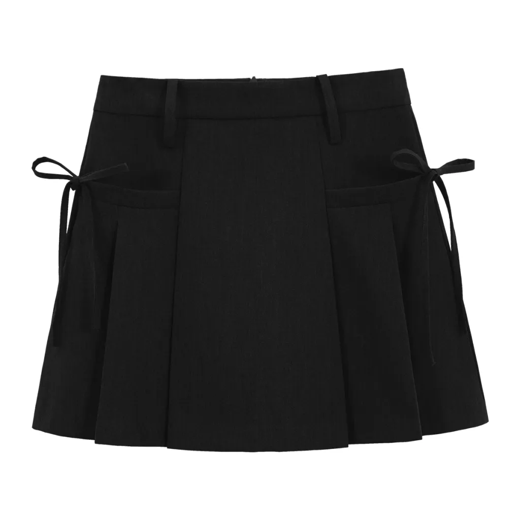 Fashionable Gray Pleated Skirt Woman - Black