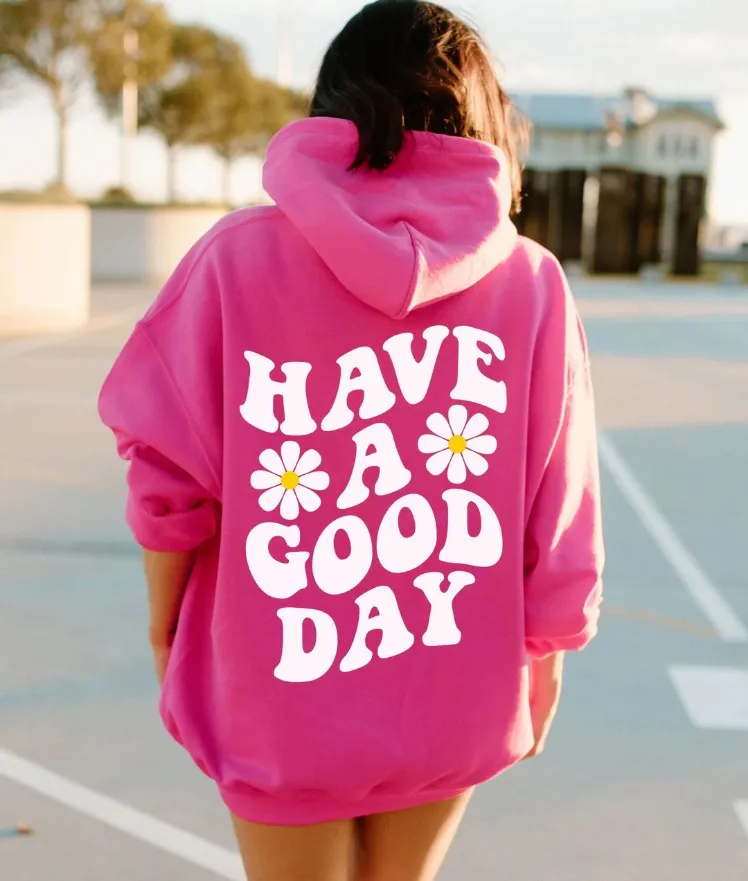 Spring And Autumn Men's Women's Hoodie Flower Print Casual Hoodie - Red
