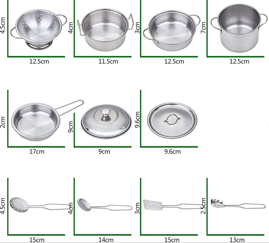 Children's Stainless Steel Mini Kitchenware Toy Set