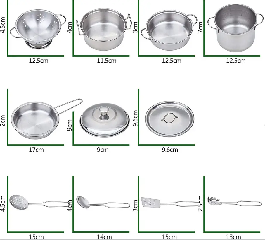 Children's Stainless Steel Mini Kitchenware Toy Set