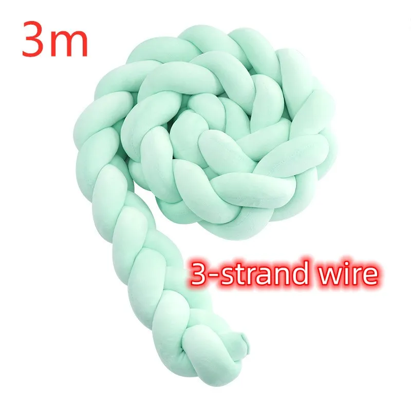 Heightening Baby Braided Crib Bumpers Knot Long Pillow Cushion Bedding Room Dector - Green