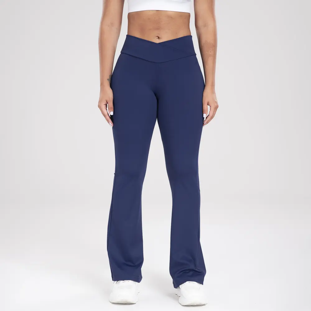 Cross Waist Side Pocket Leisure Sports Bell-bottom Pants Slim
