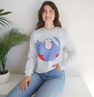 Round Neck Loose Autumn And Winter European And American Printed Sweatshirt - Ash
