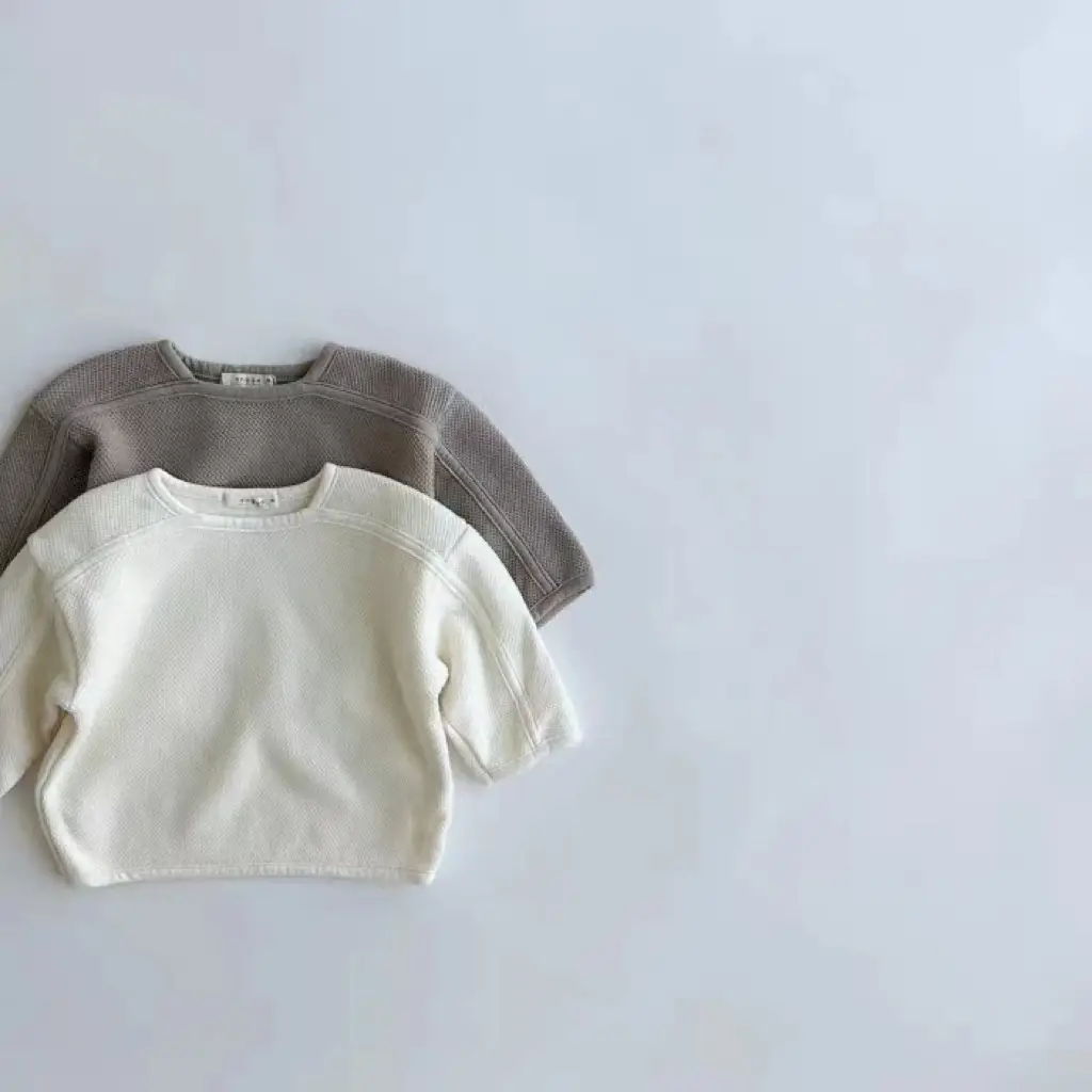 Korean Style Ins Solid Color Round Neck Shoulder Horizontal Line Design Fashion