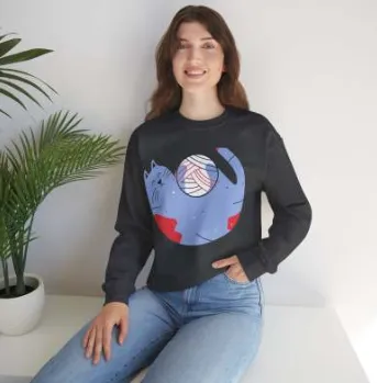 Round Neck Loose Autumn And Winter European And American Printed Sweatshirt - Dark Heather