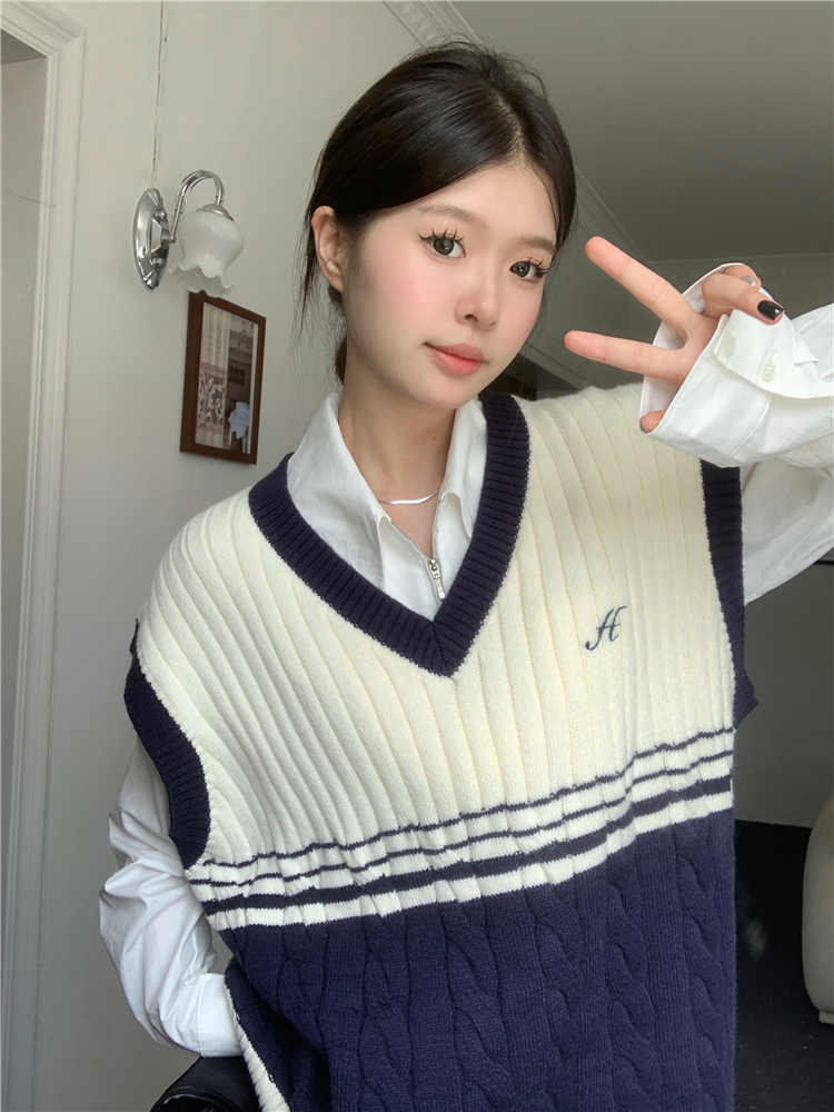 Striped Knitted Vest For Women's Tank Top