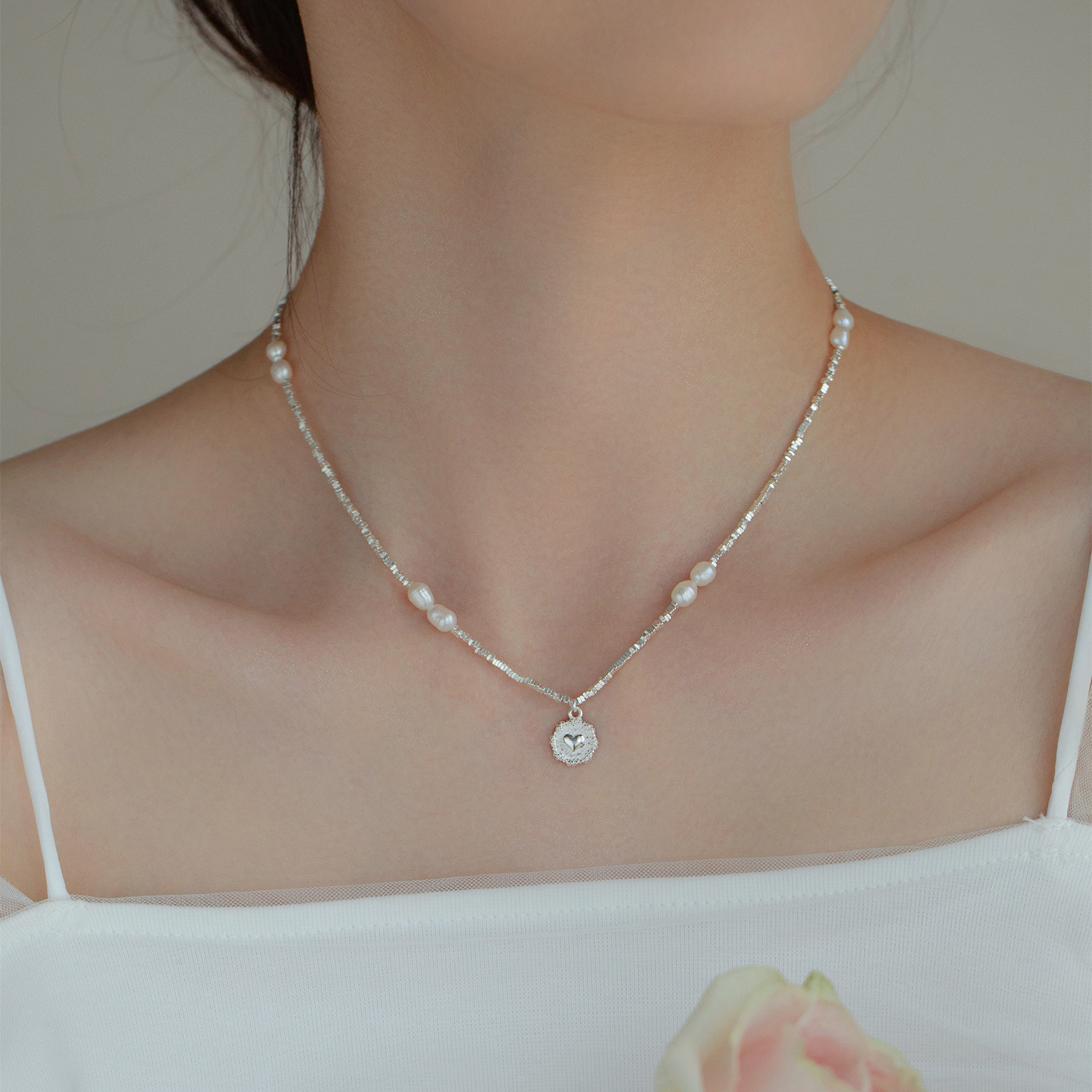 Silver Pearl Necklace