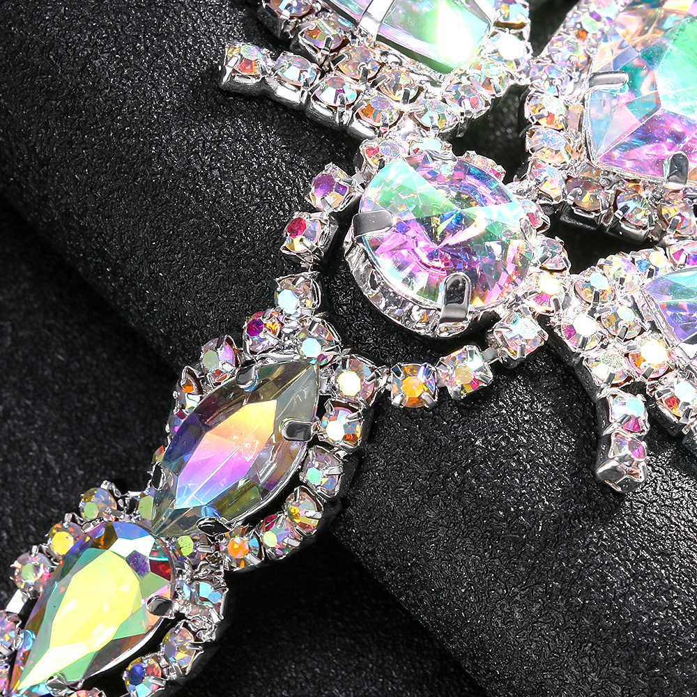 AB Colorful Crystals Mitten-type Bracelet Fashion Bohemian Style Full Diamond Bracelet Ornament