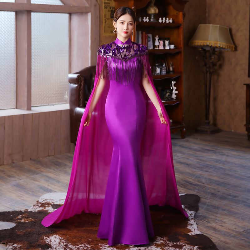 Performance Costume Chinese Style Slimming With Cape