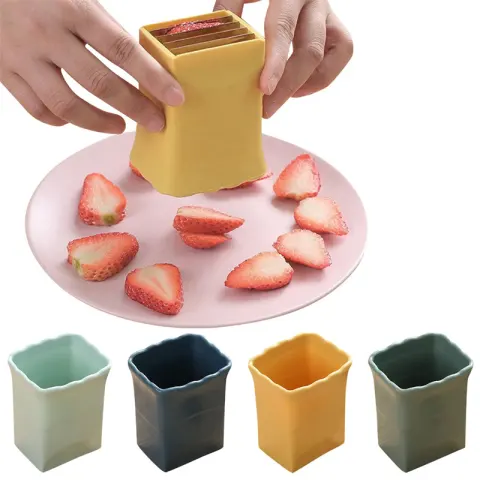 Cup Slicers Fruit Egg Stainless Steel Strawberry Banana Cutter