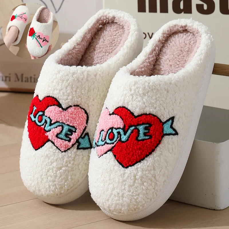 Women's Home Slippers Fashion Plush House Shoes for Valentine's