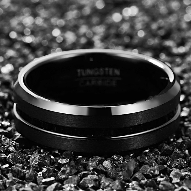 8mm Frosted Surface Middle Groove Electroplating Black For Men