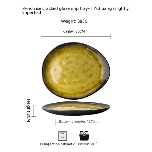 Vintage Style Steak Plate Ceramic Flat Plate 8Inch Yellow - Shop at LoveMi