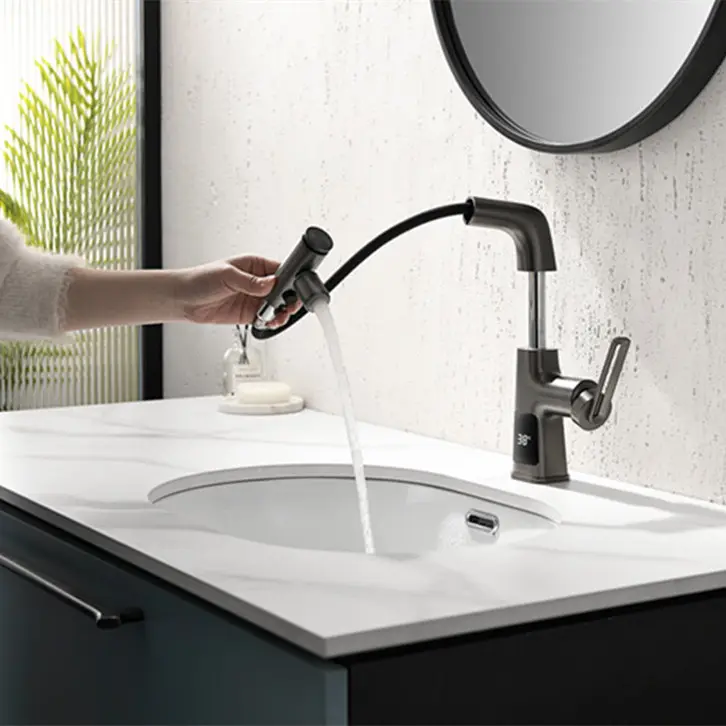 Household Digital Display Copper Spray Kettle Faucet Splash Lift