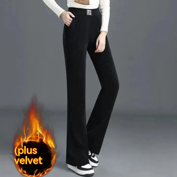 Women's Wide-leg Pants Fallwinter High Waist Drooping - Black