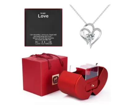 Fashion Jewelry Box Red Apple Christmas Gift Necklace Eternal Rose for Girl