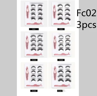 Three pairs of false eyelashes - Fc02 3Pcs