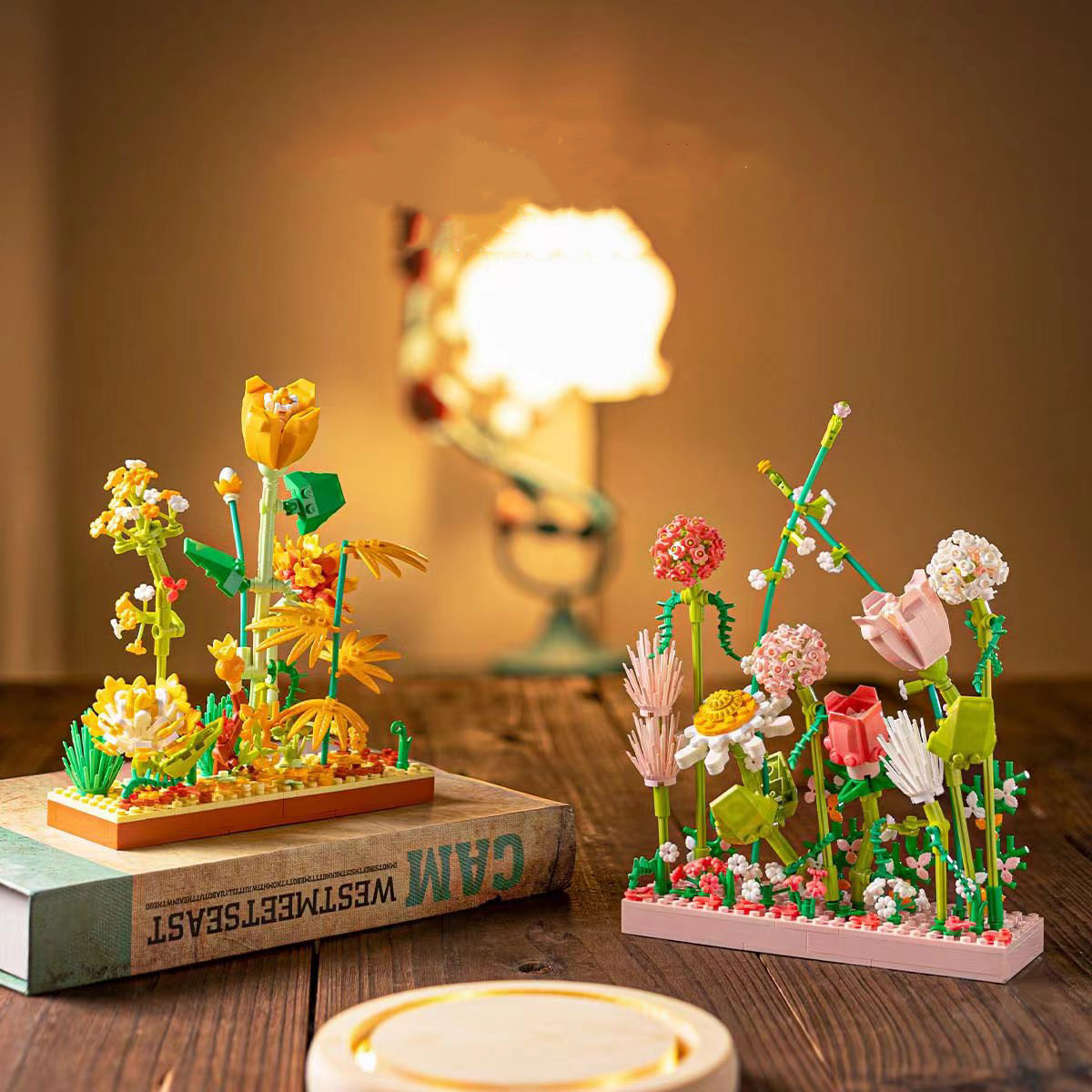 Building Block Model Assembled Flower Simulation Desktop Decoration