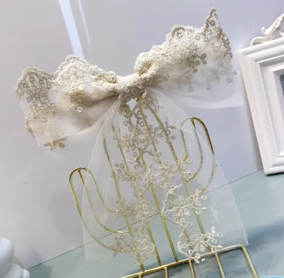 White Lace Hairpin Big Bow Tiara White - Shop at LoveMi