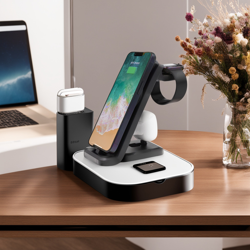 Three-in-one Wireless Folding Vertical Stand Desktop Magnetic Charger