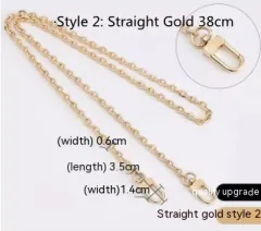 Chain Fittings Metal Bag Shoulder Strap Cross Body Replacement - Style2 Straight Gold 38Cm - View 1