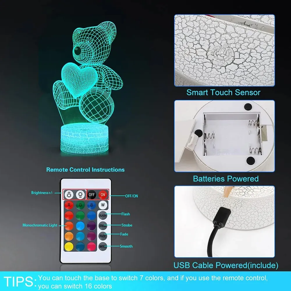 3D Lamp Acrylic USB LED Night Lights Neon Sign Lamp Xmas Christmas Decorations For Home Bedroom Birthday Decor Valentines Day Gifts – image 2