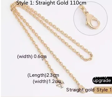 Chain Fittings Metal Bag Shoulder Strap Cross Body Replacement - Style1 Straight Gold 110Cm