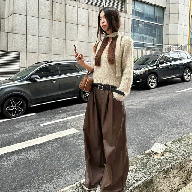 Women's Autumn And Winter Imitation Mohair Bottom Small Shirt Apricot - Shop at LoveMi