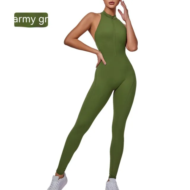 Women's Standing Neck Zippered Cardigan Yoga Sportswear Army Green - Shop at LoveMi