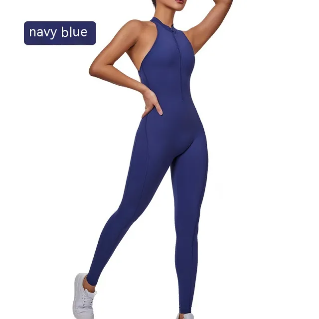 Women's Standing Neck Zippered Cardigan Yoga Sportswear Navy Blue - Shop at LoveMi