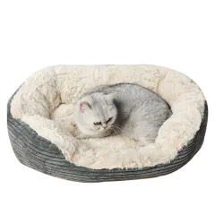 Oval Kennel Winter Warm Plush For Cats And Dogs Mat Pet Supplies - Plush Nest Grey - View 1