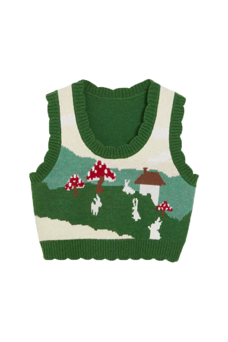 Women's U-neck Vest Sweater Short Knitted Vest Top